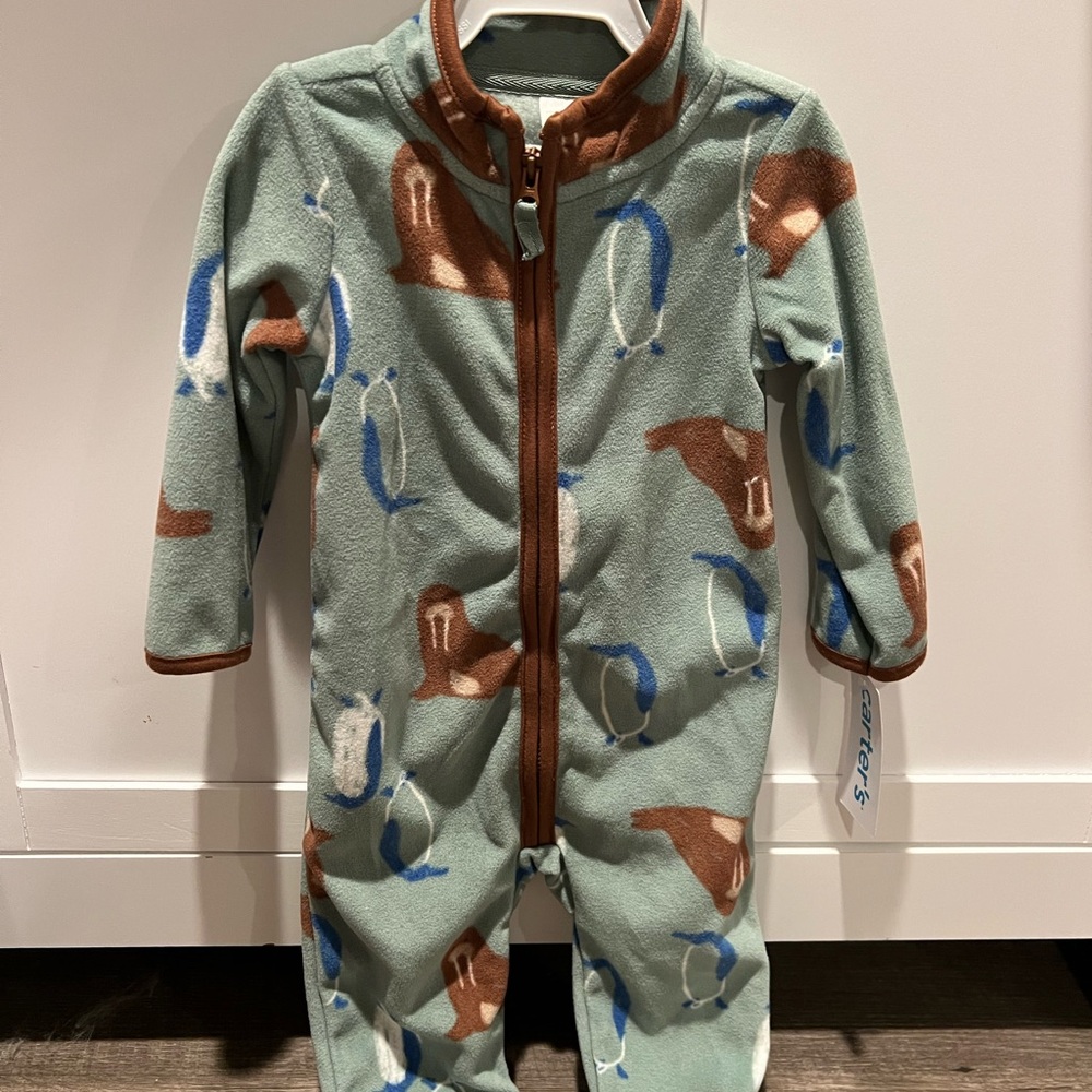 Carter's Brown and Blue Fleece Onesie